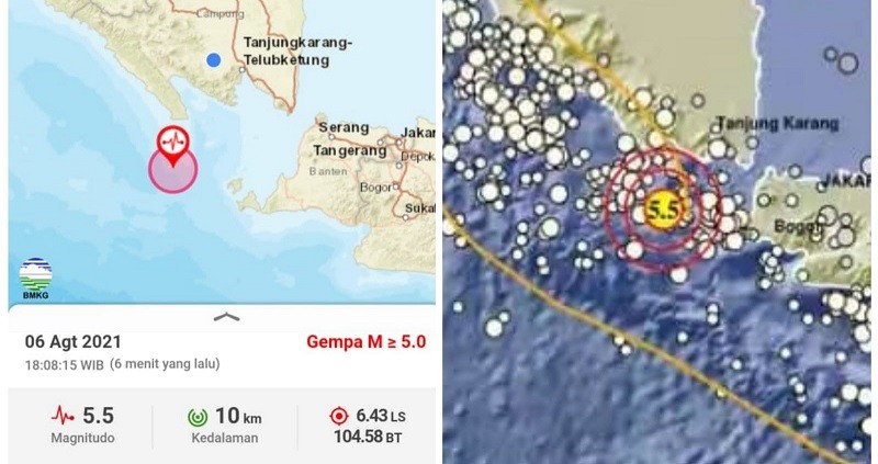 Gempa M 5 5 Di Selat Sunda Terasa Di Lampung Dan Jakarta Bmkg Bangunan Retak Di Tanggamus